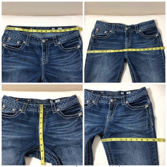 Miss Me Stretchy Distressed Detail Mid Rise Skinny Medium Wash Jeans  29 - Picture 12 of 15